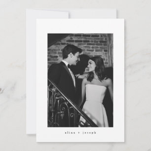 Invitación Boda Fotográfica Simple Blanco Negro Minimalista M