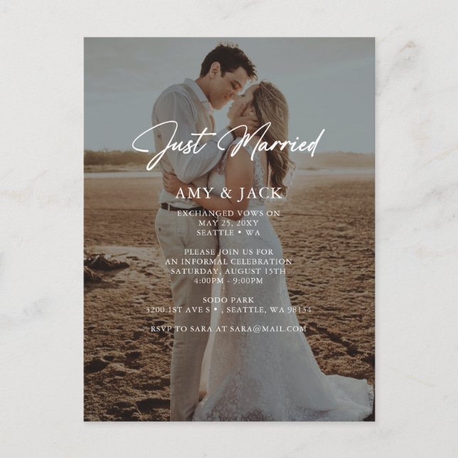 Invitación Boda fotográfica simple y moderna optad (Anverso)