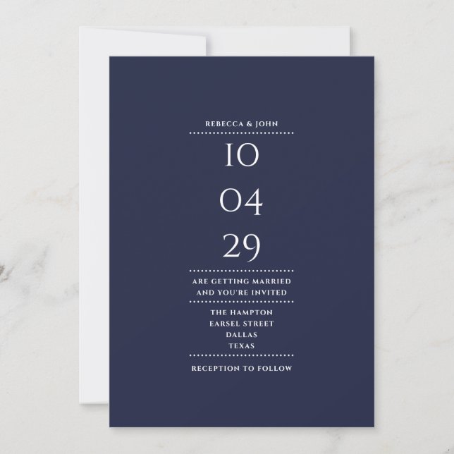 Invitación Boda fotográfico azul de la Marina minimalista (Anverso)