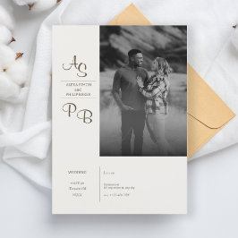 Invitación boda fotográfico blanco minimalista