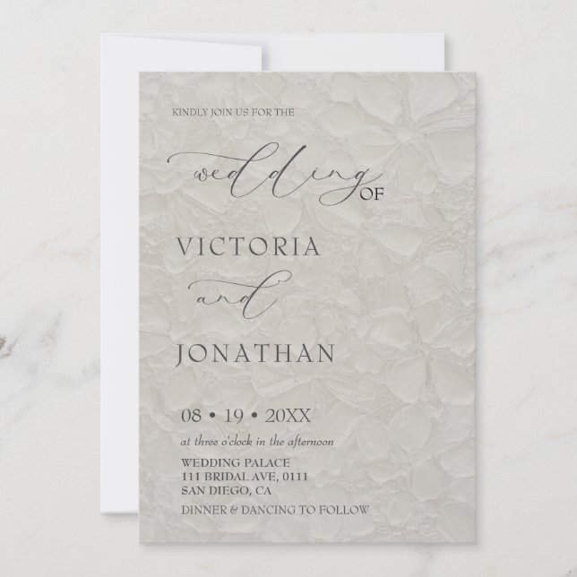 Invitación Boda fotográfico blanco moderno y gris claro (Anverso)