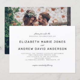 Invitación Boda fotográfico blanco negro clásico y eterno