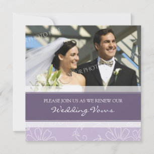 Invitación Boda fotográfico blanco púrpura invita a renovació