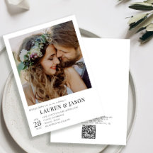 Boda fotográfico blanco y negro de código QR moder