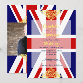 Invitación Boda fotográfico Blue de la Unión Británica Jack R