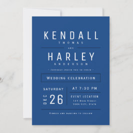 Invitación Boda fotográfico Blue Modern Simple Typography