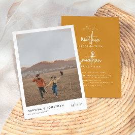 Invitación Boda fotográfico bohemio Minimalista Mustard Bohem