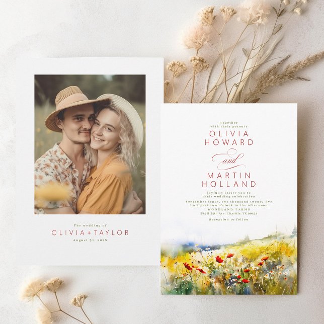 Invitación Boda fotográfico Boho de Bright Summer Wildflowers (Subido por el creador)