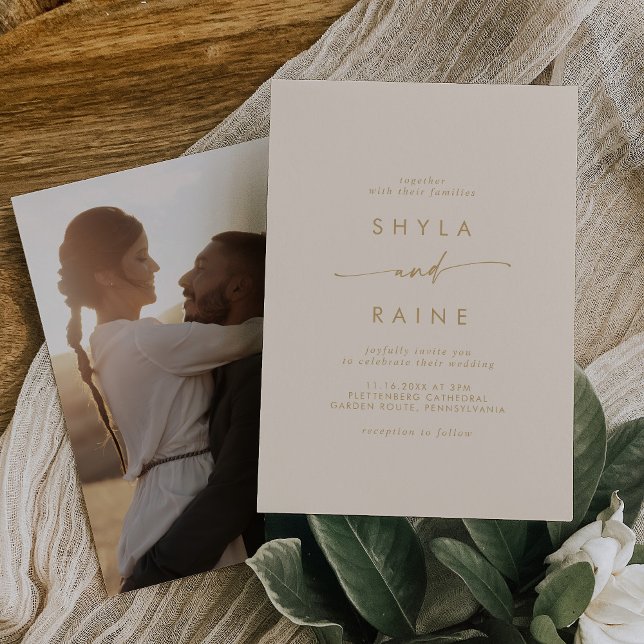 Invitación Boda fotográfico Boho Moda Vintage Gold Casual (Subido por el creador)