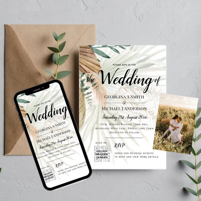 Invitación Boda fotográfico Boho Pampas Grass Terracotta (Subido por el creador)