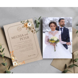 Invitación Boda fotográfico Boho Wildflower Brown