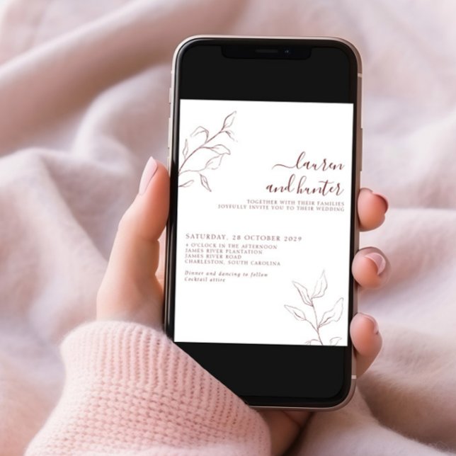 Invitación Boda fotográfico botánico con escritura moderna de (Subido por el creador)