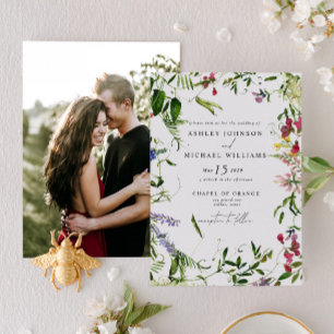 Invitación Boda fotográfico botánico de flor silvestre modern