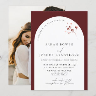 Invitación Boda fotográfico botánico del Arco de Borgoña Mode