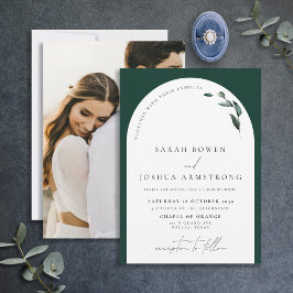 Invitación Boda fotográfico botánico del Arco Verde Esmeralda