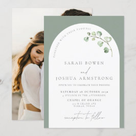 Invitación Boda fotográfico botánico del Arco Verde Masaje Mo