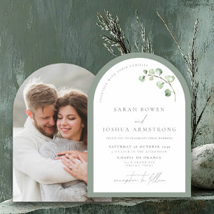 Invitación Boda fotográfico botánico del Arco Verde Masaje Mo