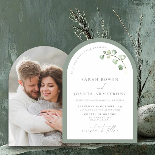 Invitación Boda fotográfico botánico del Arco Verde Masaje Mo (Subido por el creador)