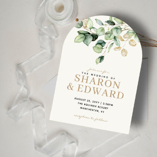 Invitación Boda fotográfico botánico Eucalyptus Greenery & Ar