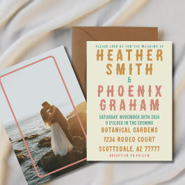 Invitación Boda fotográfico brillante retro negrita