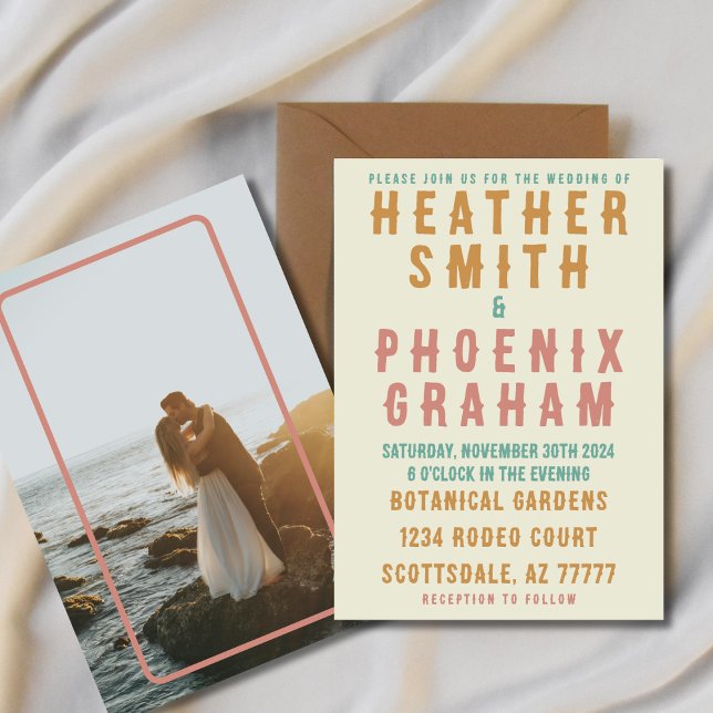 Invitación Boda fotográfico brillante retro negrita (Subido por el creador)