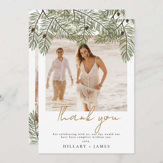 Invitación Boda fotográfico capilar verde capilar caprichoso  (Anverso / Reverso)