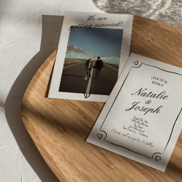 Invitación Boda fotográfico caprichoso con mano ilustrada
