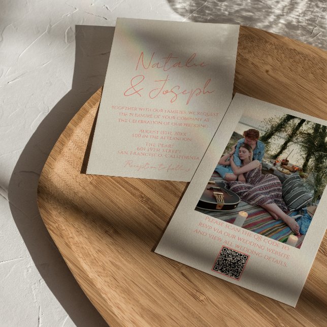 Invitación Boda fotográfico caprichoso de color QR Code (Subido por el creador)