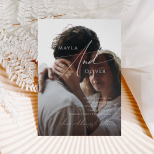 Invitación Boda fotográfico caprichoso de escritura Minimalis