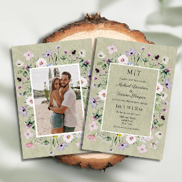 Invitación boda fotográfico caprichoso de flores silvestres v