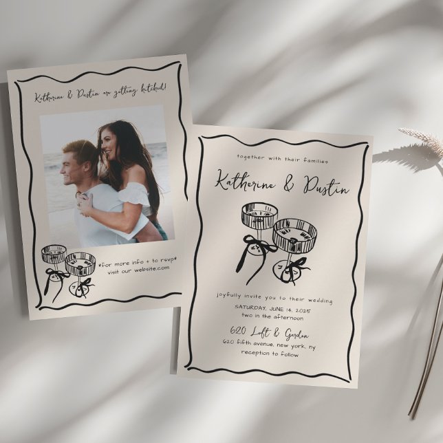 Invitación Boda fotográfico caprichoso de mano moderna (Subido por el creador)
