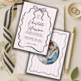 Invitación Boda fotográfico caprichoso de Pinstripe Bow