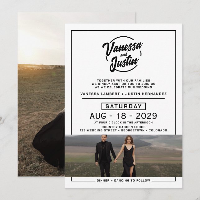 Invitación Boda fotográfico Casual (Anverso / Reverso)