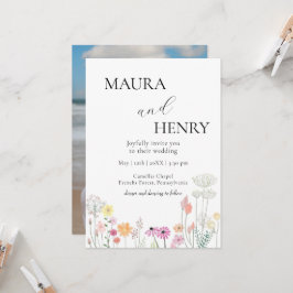 Invitación Boda fotográfico Casual de la flor silvestre de pr