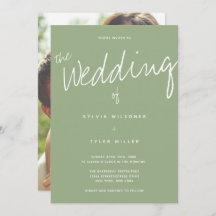 Boda fotográfico Casual Modern Sage Typography