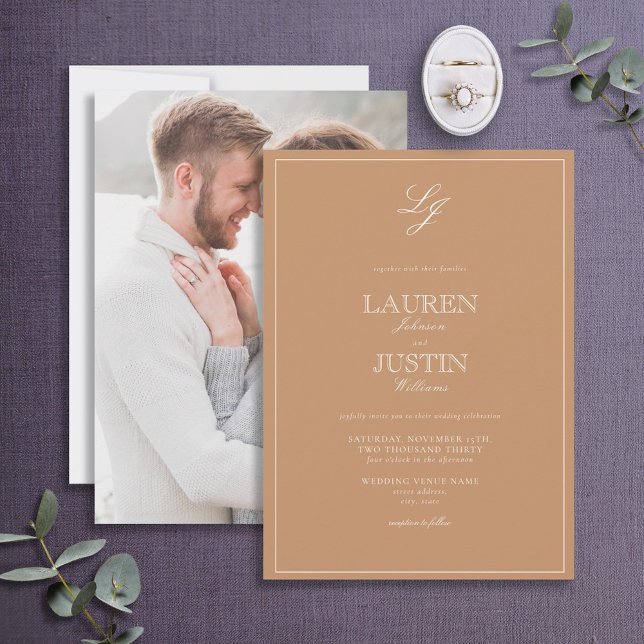 Invitación Boda fotográfico clásico con guión monográfico de  (Subido por el creador)