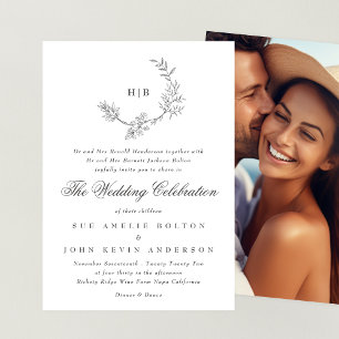 Invitación Boda fotográfico clásico de floración floral de mo