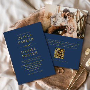 Invitación Boda fotográfico clásico del código QR de la Marin