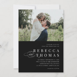 Invitación Boda fotográfico clásico elegante en blanco y negr