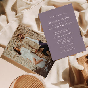 Invitación Boda fotográfico clásico Minimalista con polvo y p