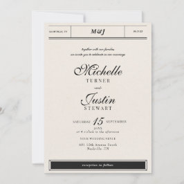 Invitación Boda fotográfico clásico Minimalista elegante
