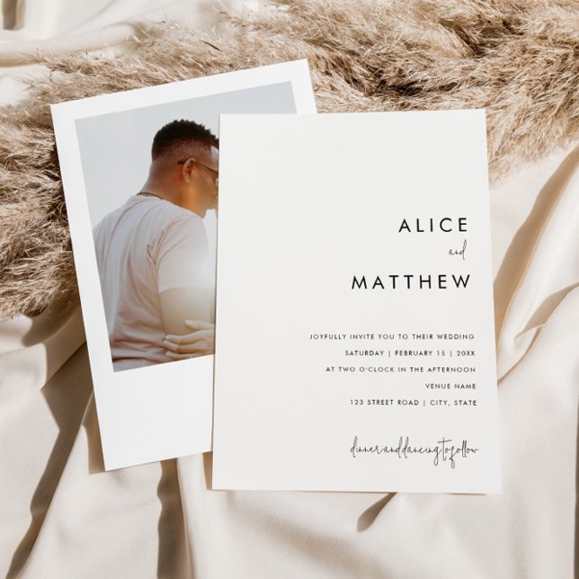 Invitación Boda fotográfico clásico Minimalista negro y blanc (Subido por el creador)