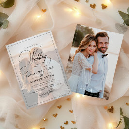 Invitación Boda fotográfico clásico negro y blanco superpuest