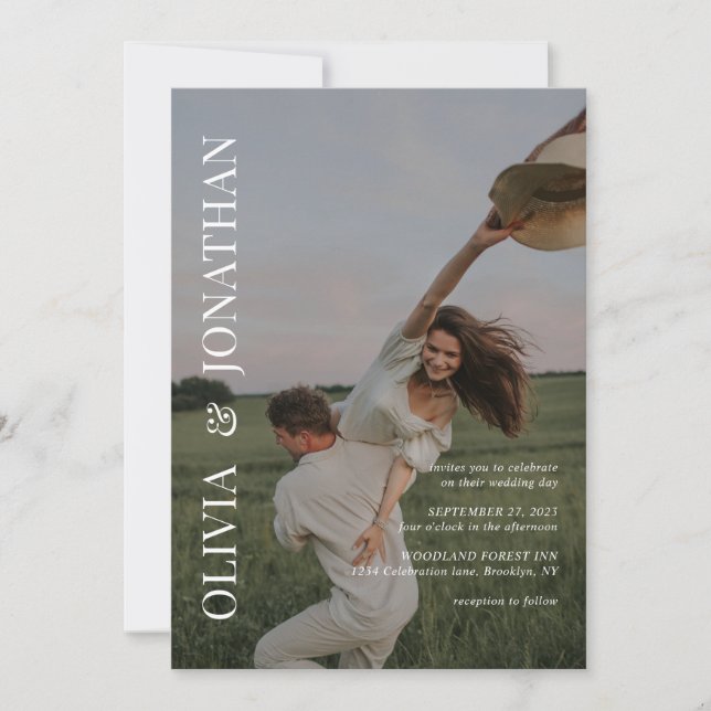 Invitación Boda fotográfico clásico simple (Anverso)