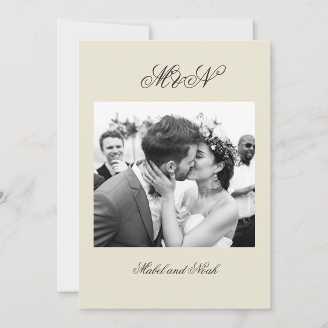 Invitación Boda fotográfico Color neutro romántico (Reverso)