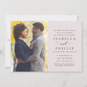 Invitación Boda fotográfico color rosa elegante formal