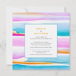 Invitación Boda fotográfico colorido de la línea de marea tro