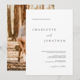 Invitación Boda fotográfico con escritura clásica elegante