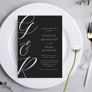 Invitación Boda fotográfico con estilo de monograma de guión 