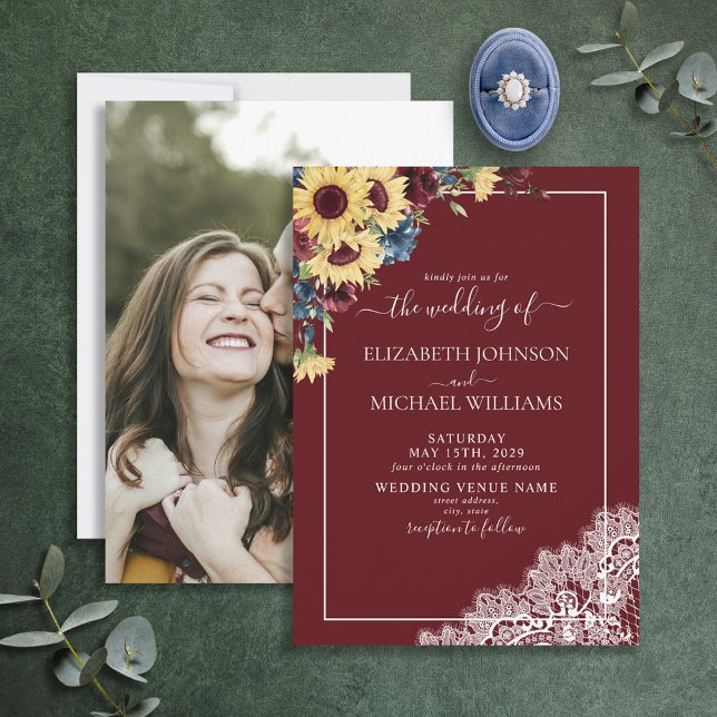 Invitación Boda fotográfico con guión azul de la Marina Borgo (Subido por el creador)